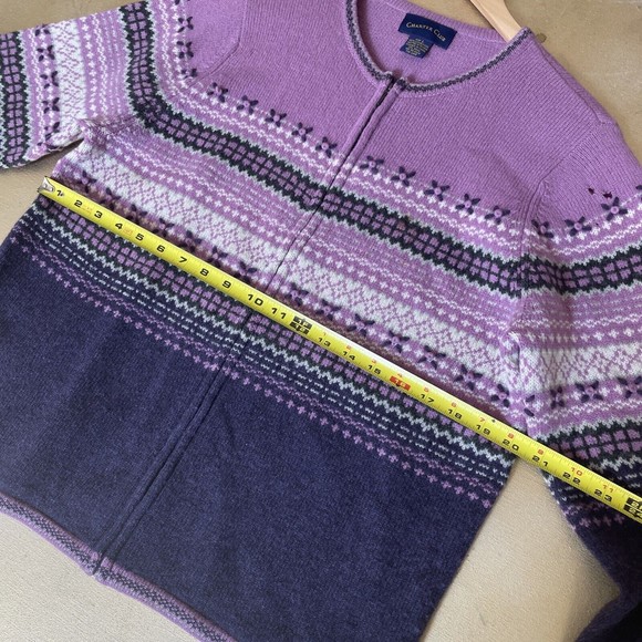 Vintage Women’s Purple Zip Cardigan Lambswool Size Large Charter Club - Picture 7 of 8